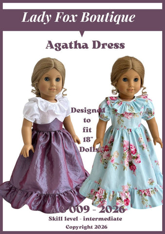 Lady Fox Boutique 18 Inch Modern Agatha Dress 18" Doll Clothes Pattern Pixie Faire
