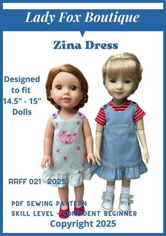 Lady Fox Boutique Ruby Red Fashion Friends Zina Dress 14.5-15" Doll Clothes Pattern Pixie Faire