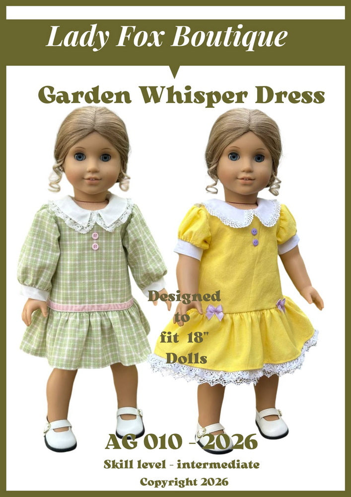 Lady Fox Boutique Ruby Red Fashion Friends Garden Whisper Dress 18 Inch Doll Clothes Pattern Pixie Faire