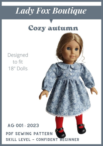 Lady Fox Boutique 18 Inch Modern Cozy Autumn Dress 18 Inch Doll Clothes Pattern Pixie Faire