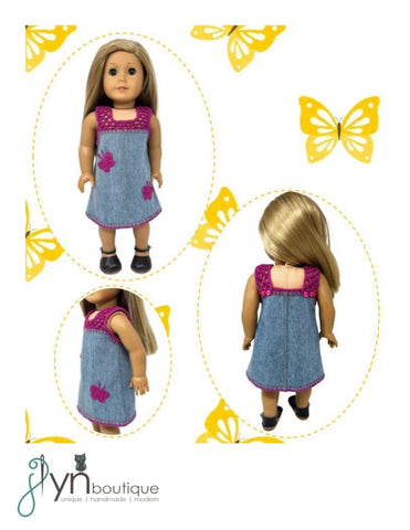 J Lyn Boutique 18 Inch Modern Crochet Butterfly Dress 18" Doll Clothes Pattern Pixie Faire