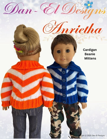 Dan-El Designs Knitting Anrietha 18" Doll Clothes Knitting Pattern Pixie Faire