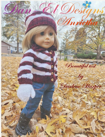 Dan-El Designs Knitting Anrietha 18" Doll Clothes Knitting Pattern Pixie Faire