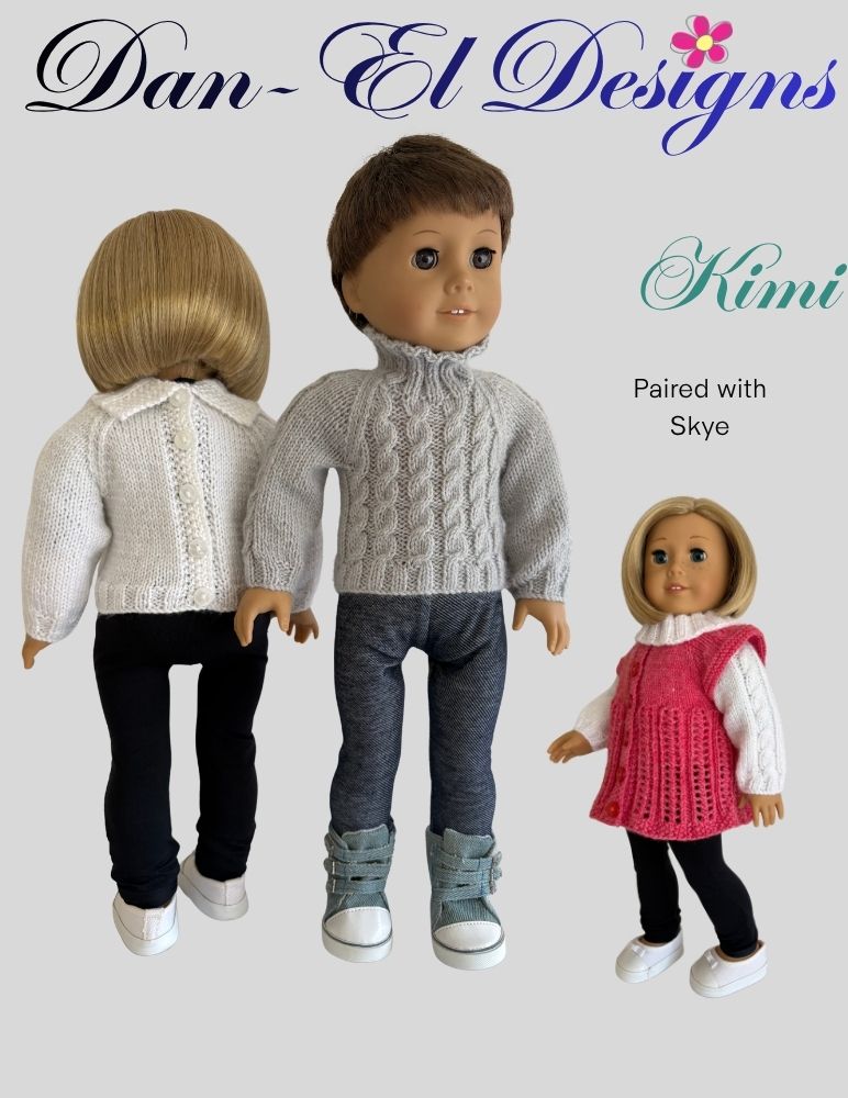 Dan-El Designs Knitting Kimi 18" Doll Clothes Knitting Pattern Pixie Faire