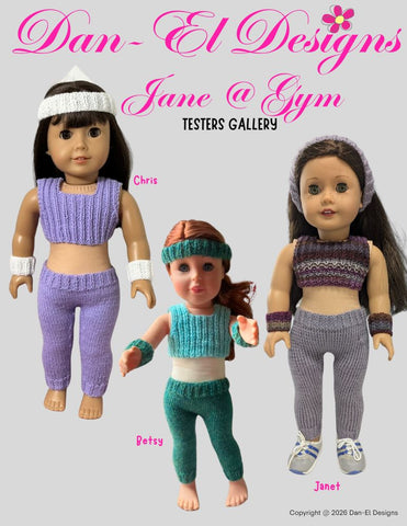 Dan-El Designs Knitting Jane@Gym 18" Doll Clothes Knitting Pattern Pixie Faire