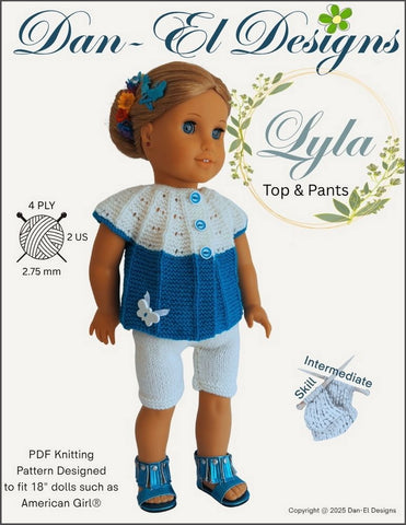 Lyla Top and Pants 18 inch Doll Clothes Knitting Pattern