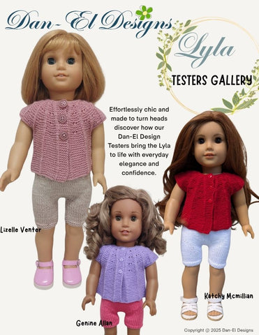 Dan-El Designs Knitting Lyla Top and Pants 18 inch Doll Clothes Knitting Pattern Pixie Faire