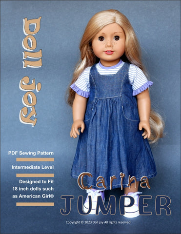 Doll Joy 18 Inch Modern Carina Jumper 18" Doll Clothes Pattern Pixie Faire