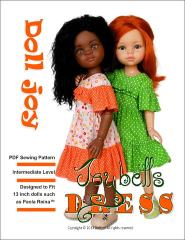 Doll Joy Paola Reina Joy Bells Dress Pattern For 13" Paola Reina Dolls Pixie Faire