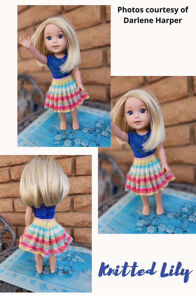 Knitted Lily Ruby Red Fashion Friends Coral Mist Skirt Knitting Pattern for 15" Ruby Red Fashion Friends Dolls Pixie Faire