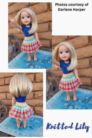 Knitted Lily Ruby Red Fashion Friends Coral Mist Skirt Knitting Pattern for 15" Ruby Red Fashion Friends Dolls Pixie Faire