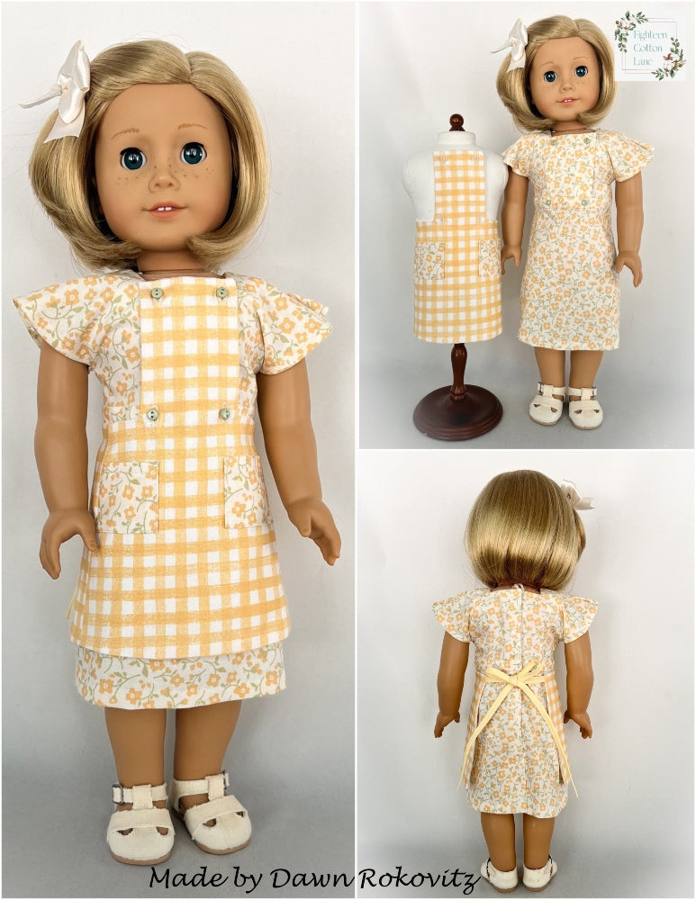 Eighteen Cotton Lane 18 Inch Historical Let's Bake a Birthday Cake! 18" Doll Clothes Pattern Pixie Faire
