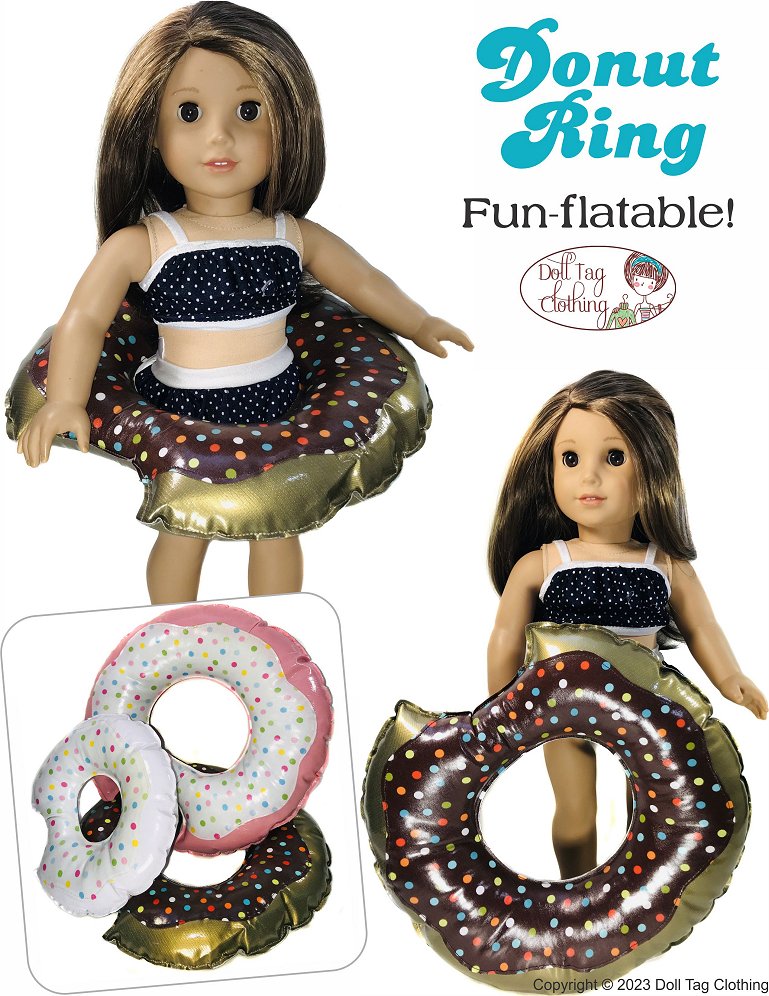 Doll Tag Clothing Fun-flatable Donut Ring Doll Clothes Pattern 18 inch  American Girl Dolls
