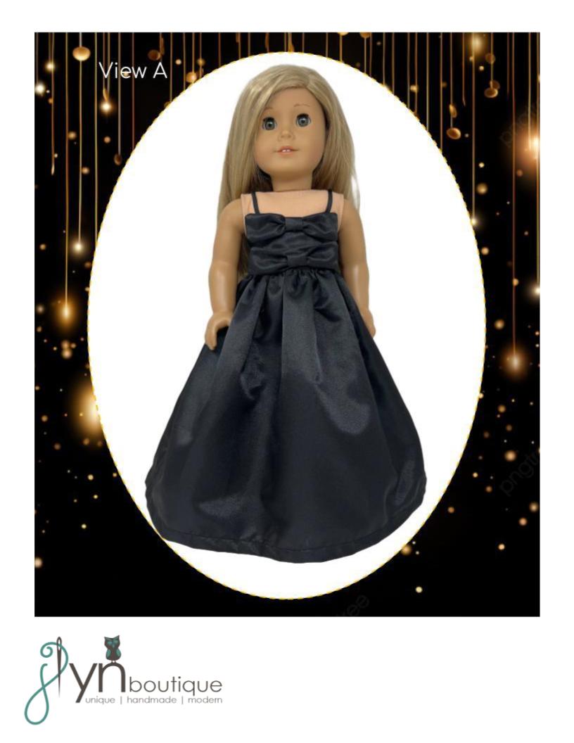 J Lyn Boutique 18 Inch Modern Double Bow Party Dress for 18" Doll Clothes Pattern Pixie Faire