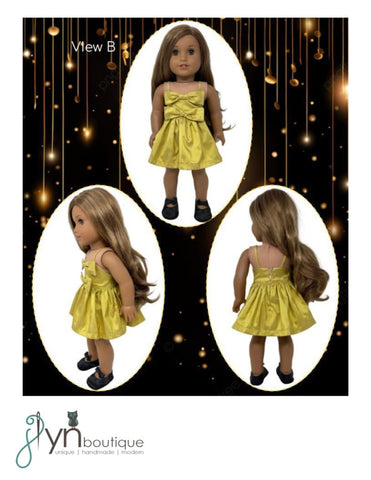 J Lyn Boutique 18 Inch Modern Double Bow Party Dress for 18" Doll Clothes Pattern Pixie Faire