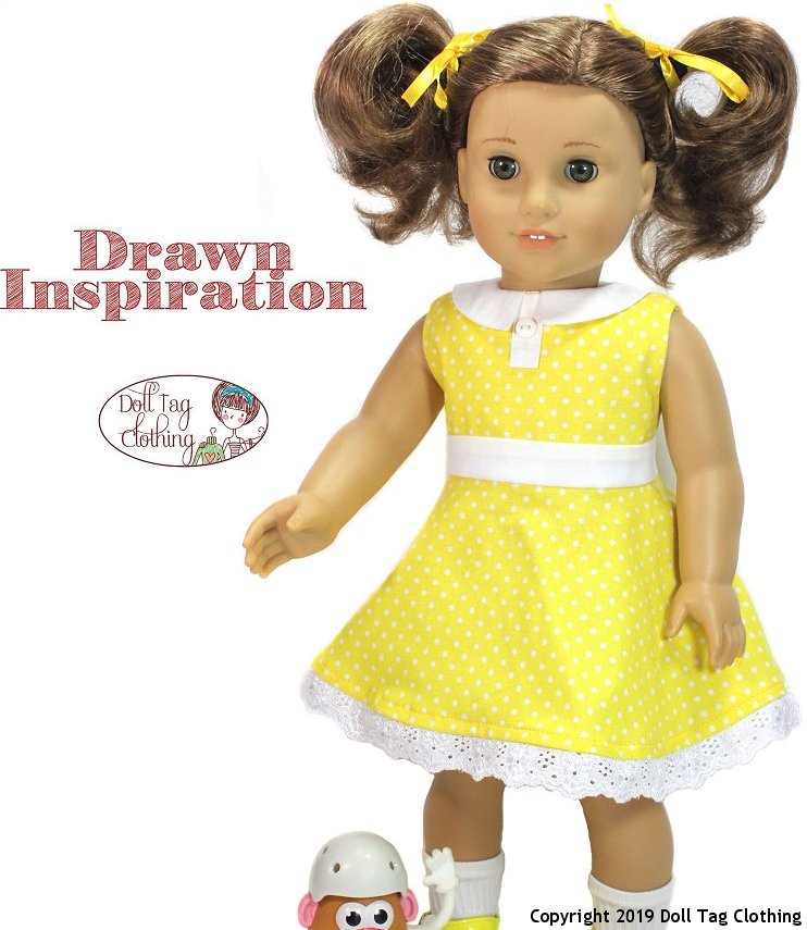 Doll Tag Clothing 18 Inch Historical Drawn Inspiration Dress 18" Doll Clothes Pattern Pixie Faire
