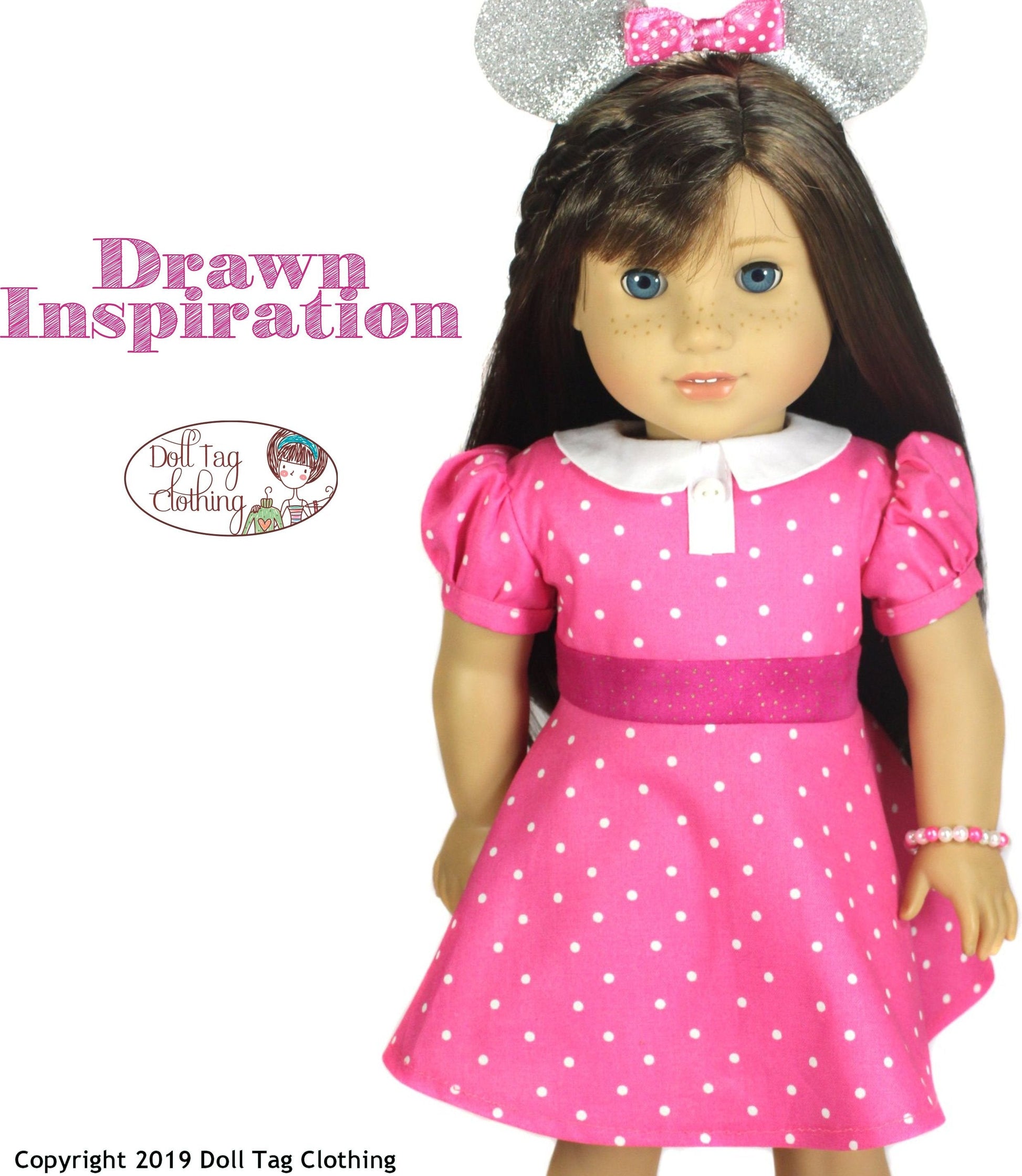 Doll Tag Clothing 18 Inch Historical Drawn Inspiration Dress 18" Doll Clothes Pattern Pixie Faire