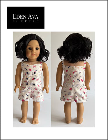 Eden Ava 18 Inch Modern Beach Days Romper 18" Doll Clothes Pattern Pixie Faire