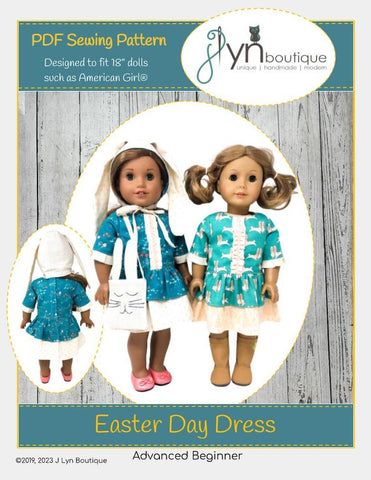 My Sunshine Dolls 18 Inch Modern Easter Day Dress for 18" Doll Clothes Pattern Pixie Faire