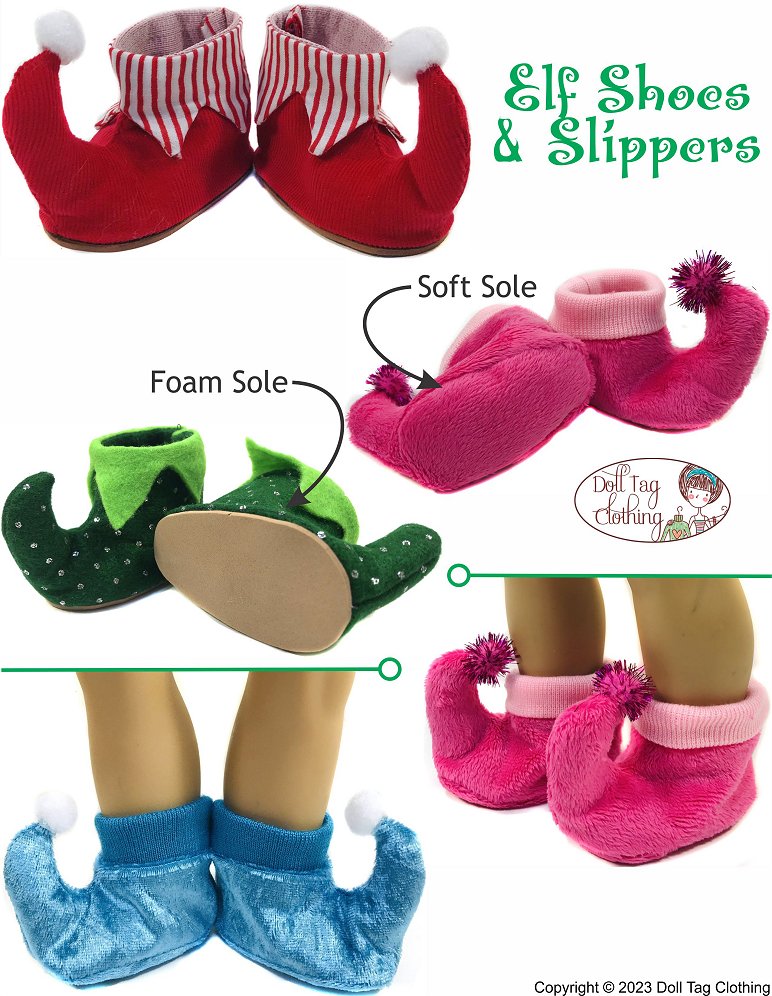 Doll Tag Clothing Shoes Elf Shoes & Slippers 18" Doll Clothes Pattern Pixie Faire