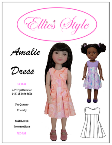 Ellie's Style Ruby Red Fashion Friends Amalie Dress 14.5-15" Doll Clothes Pattern Pixie Faire