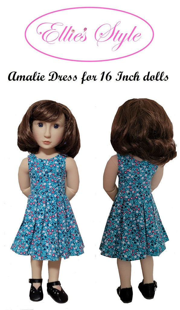Ellie's Style A Girl For All Time Amalie Dress 16" Doll Clothes Pattern fits A Girl For All Time dolls Pixie Faire