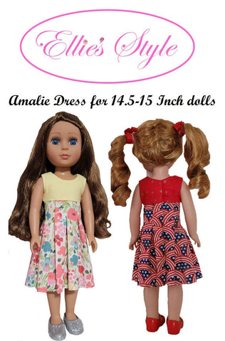 Ellie's Style Ruby Red Fashion Friends Amalie Dress 14.5-15" Doll Clothes Pattern Pixie Faire