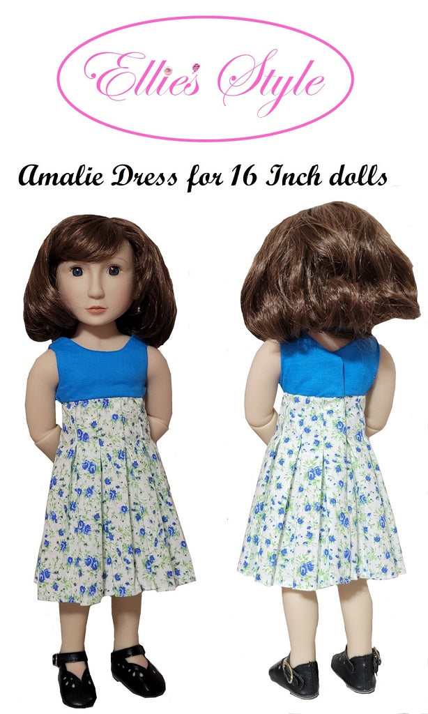 Ellie's Style A Girl For All Time Amalie Dress 16" Doll Clothes Pattern fits A Girl For All Time dolls Pixie Faire