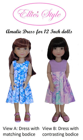 Ellie's Style Siblies Amalie Dress 12" Doll Clothes Pattern fits Siblies dolls Pixie Faire