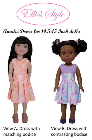 Ellie's Style Ruby Red Fashion Friends Amalie Dress 14.5-15" Doll Clothes Pattern Pixie Faire