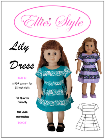 Ellie's Style 18 Inch Modern Lily Dress 18" Doll Clothes Pattern Pixie Faire