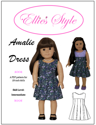 Ellie's Style 18 Inch Modern Amalie Dress 18" Doll Clothes Pattern Pixie Faire