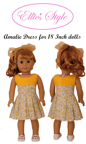 Ellie's Style 18 Inch Modern Amalie Dress 18" Doll Clothes Pattern Pixie Faire