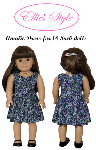 Ellie's Style 18 Inch Modern Amalie Dress 18" Doll Clothes Pattern Pixie Faire