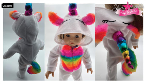 Stacy and Stella 18 Inch Modern Animal SnuggleSuit 18" Doll Clothes Pattern Pixie Faire