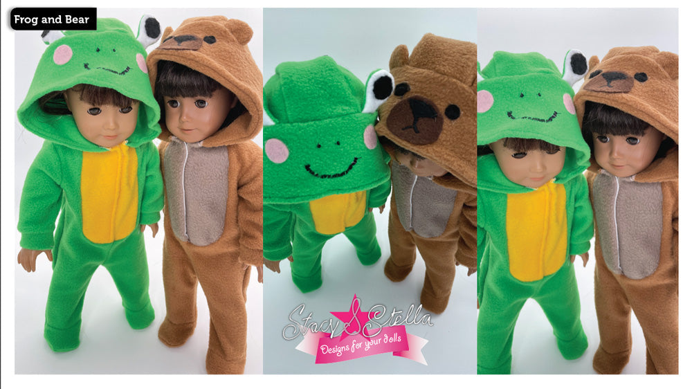 Stacy and Stella 18 Inch Modern Animal SnuggleSuit 18" Doll Clothes Pattern Pixie Faire