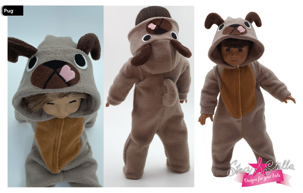 Stacy and Stella 18 Inch Modern Animal SnuggleSuit 18" Doll Clothes Pattern Pixie Faire