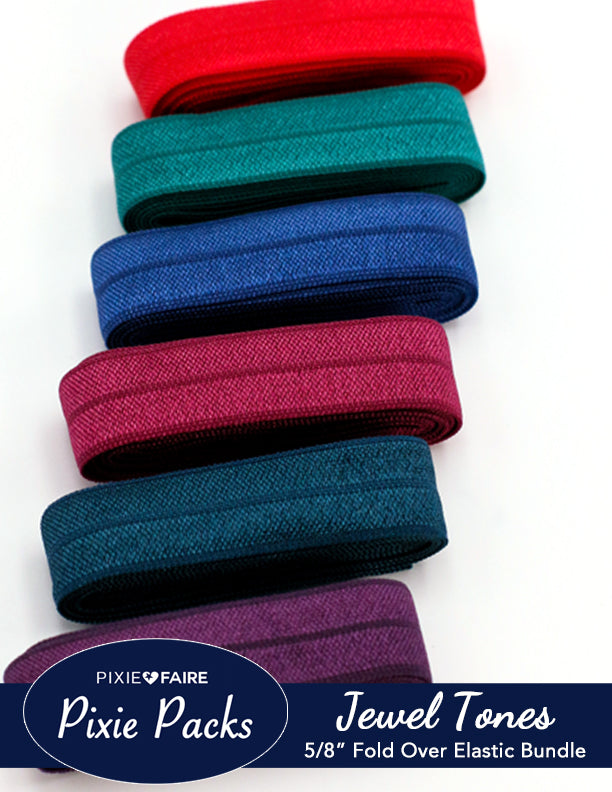 Pixie Packs 5/8 Fold Over Elastic Bundle Jewel Tones