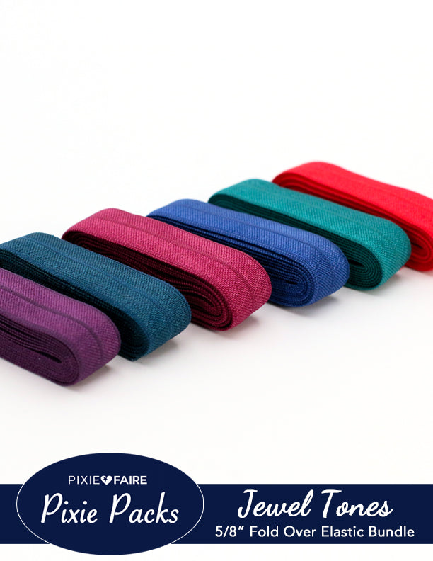 Pixie Packs 5/8 Fold Over Elastic Bundle Jewel Tones