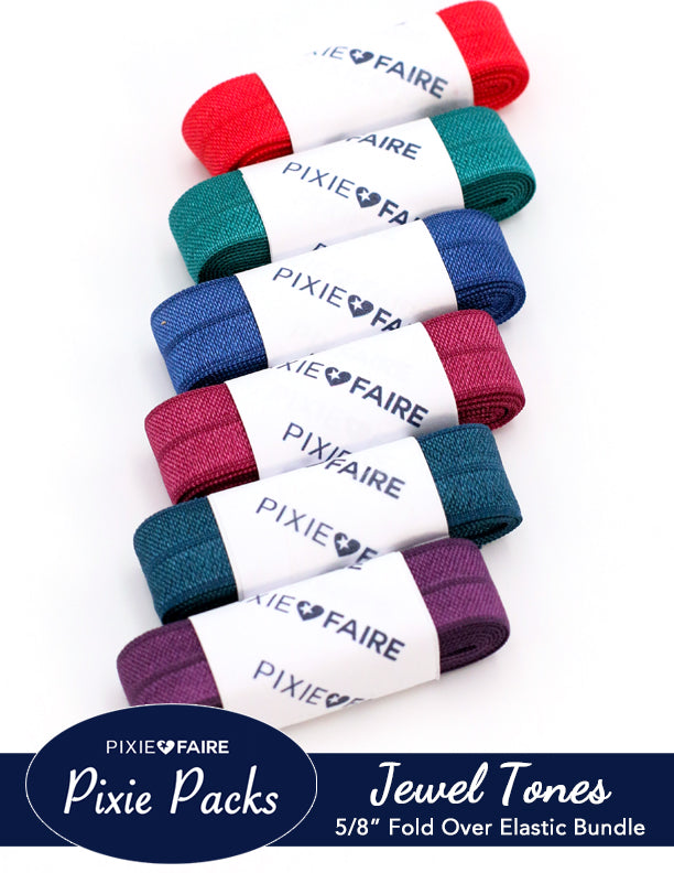 Pixie Packs 5/8 Fold Over Elastic Bundle Jewel Tones