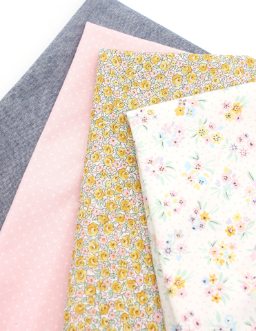 Pixie Faire Pixie Packs Fabric Fat Quarter Pre-Cuts Bundle - Liberty® Fabrics Yellow, Pink, Chambray Pixie Faire