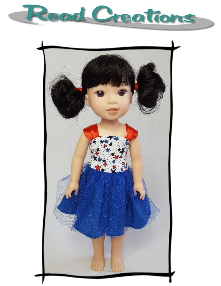 Read Creations WellieWishers Reversible Fancy Dress 14.5" Doll Clothes Pattern Pixie Faire