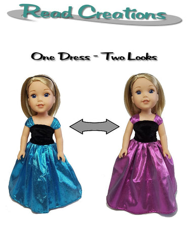 Read Creations WellieWishers Reversible Fancy Dress 14.5" Doll Clothes Pattern Pixie Faire