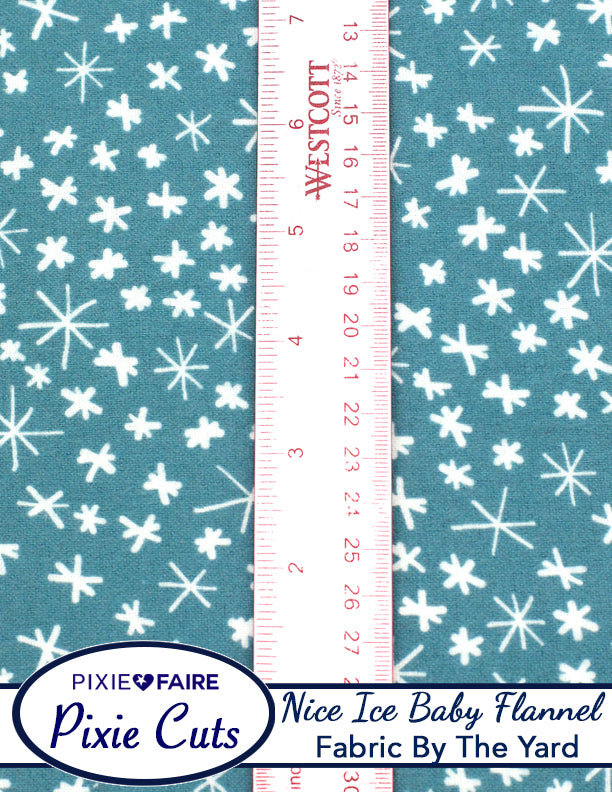 Pixie Faire Pixie Cuts Pixie Cuts Fabric By The Yard - Flannel Nice Ice Baby Teal Pixie Faire