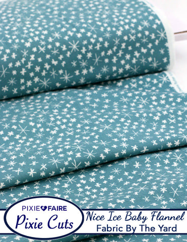 Pixie Faire Pixie Cuts Pixie Cuts Fabric By The Yard - Flannel Nice Ice Baby Teal Pixie Faire