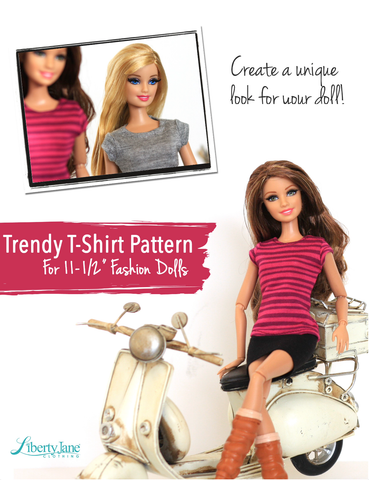 Liberty Jane Barbie FREE T-Shirt Pattern For 11-1/2" Fashion Dolls Pixie Faire