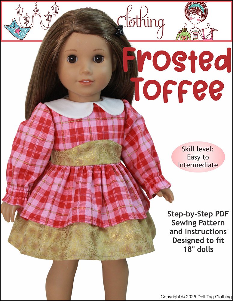 Doll Tag Clothing 18 Inch Modern Frosted Toffee Dress 18" Doll Clothes Pattern Pixie Faire