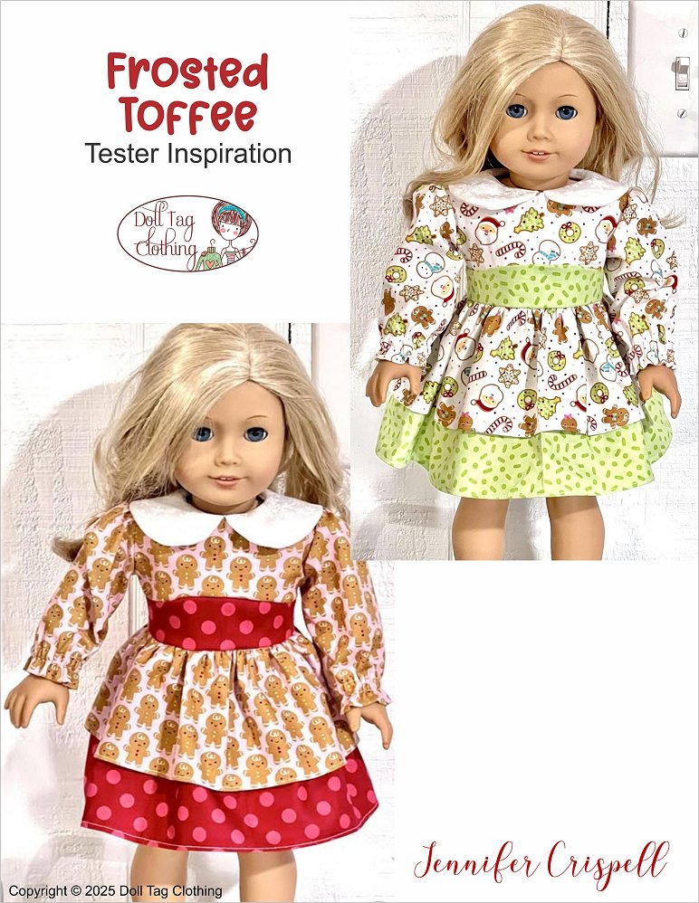 Doll Tag Clothing 18 Inch Modern Frosted Toffee Dress 18" Doll Clothes Pattern Pixie Faire