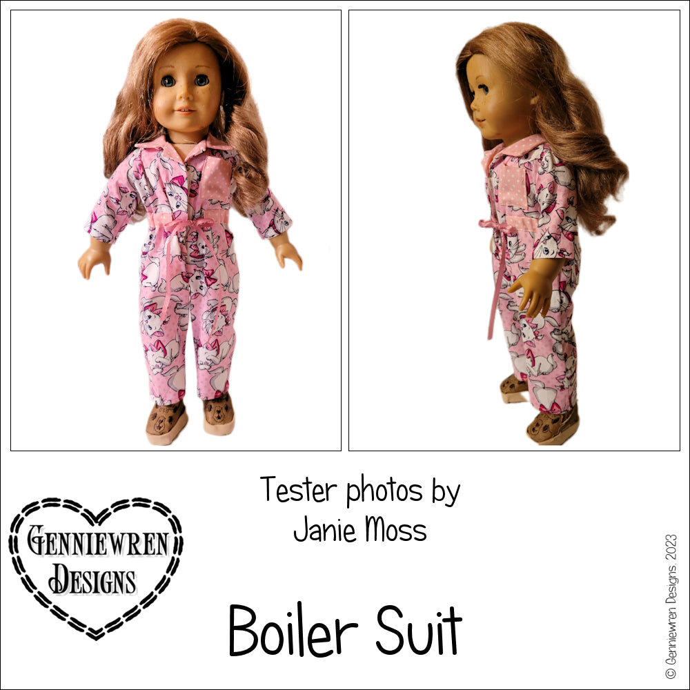 Genniewren Designs Boiler Suit Doll Clothes Pattern 18 inch