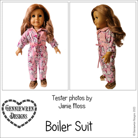 Genniewren 18 Inch Historical Boiler Suit 18" Doll Clothes Pattern Pixie Faire